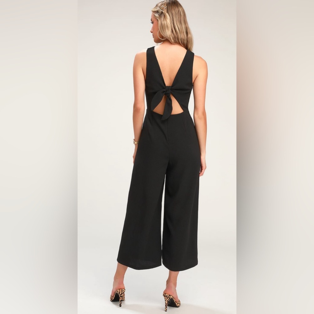 LUSH - Tied and True Black Tie-Back Culotte Jumpsuit